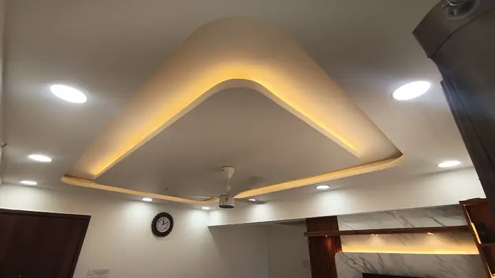 Curved POP false ceiling with cove lighting – VS Interiors, Wagholi