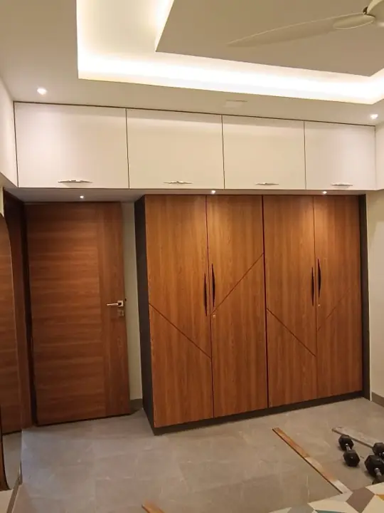Wooden wardrobe with loft – VS Interiors, Wagholi